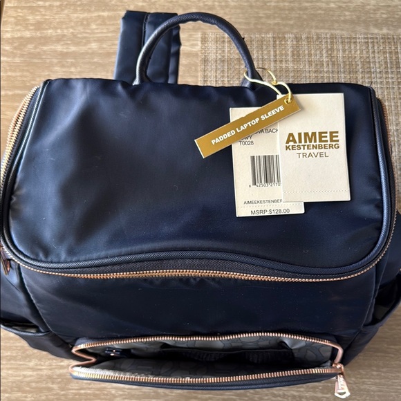 NWT Aimee Kestenberg navy travel Cordova backpack.